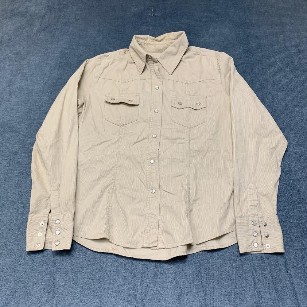 Y2K Gap Corduroy Western Shirt Womens Small Beige Cotton Stretch Cowgirl Snap